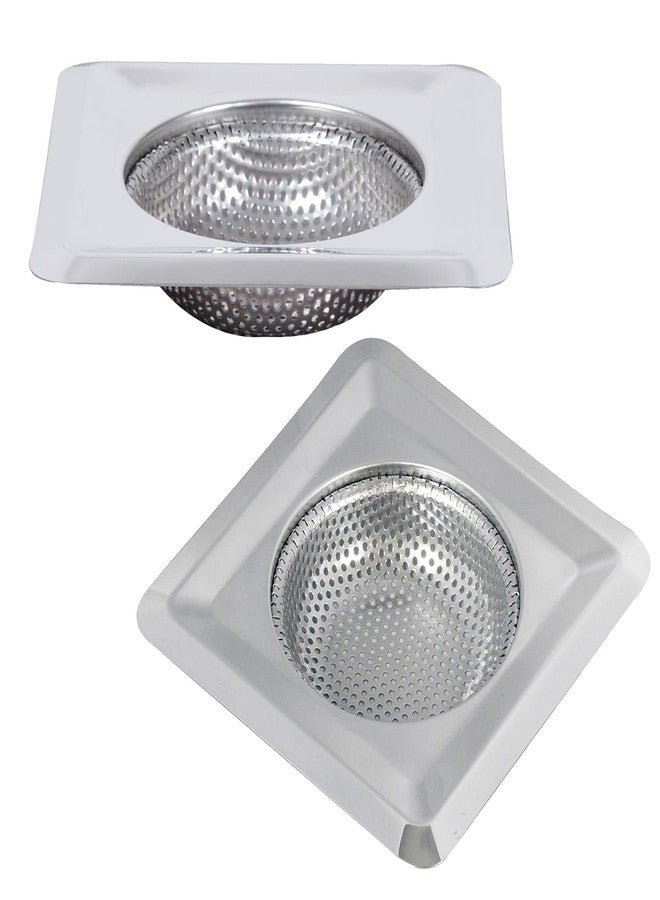Metwin Stainless Steel Square Sink Strainer, Anti Clogging, Waste Coupling Food Blockage Filter Vegetable Hair Catcher Drainer Jali, 11.5cm for Home Office Hotel (2) - Image 1
